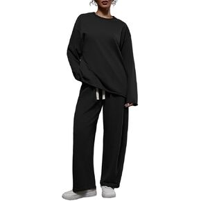 ZFLM Women’s 2-Piece Loungewear Oversized Sweatshirt Sweatpants Sweatsuit Set Casual Outfit with Pockets and Drawstring in Kuwait