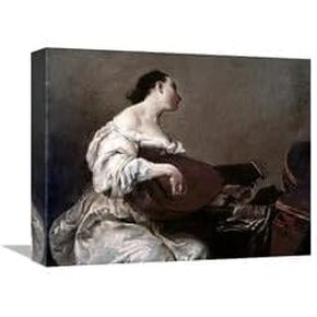 16 in. Woman Playing a Lute Art Print - Giuseppe Maria Crespi in Kuwait