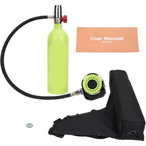 Scuba Diving Valve Set, Aviation Aluminum Oxygen Cylinder 1L, Green - Explosion - Proof Safety, Accurate Pressure Gauge, Ideal Scuba Diving Accessories Silicone Necklace Compleme in Kuwait