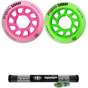 Atom Poison Savant Wheels with Bionic Bearings 8mm Full Set of 8 - Pink in Kuwait
