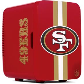 Ukonic NFL San Francisco 49ers 15-Can Mini Fridge 10L - AC/DC مدعوم، ألوان الفريق الرسمية وشعار، مبرد محمول للبوابات الخلفية، المنزل، المكتب، أو السيارة in Kuwait