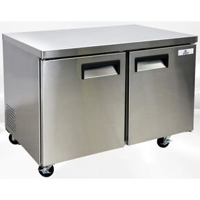 cooler depot Commercial Under Counter Refrigerator with Worktop 2 doors 48 Inches Width 13 Cu. Ft. 2 Shelves Cold Table Stainless Steel 33°F~41°F 115V/60HZ-AUR-12376 in Kuwait