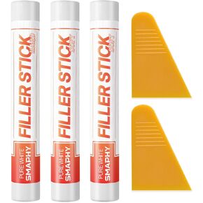 White Wood Filler Sticks 3 Pack - Fil Stick Quickly Fix Nail Hole, Ding, Scratch in Baseboard, Cabinet, Trim, Furniture & Drywall - Wood Repair Putty Wax Pen for Renters & Movers - Pure White in Kuwait