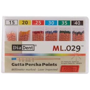 DiaDent 101-691 Color Coded Gutta Percha Point, Spill Proof, Assorted, #15-40 Tip Size Gutta Percha (Pack of 120) in Kuwait