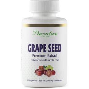 Paradise Herbs Grape Seed Extract, Active Whole Spectrum, Antioxidant, Vegan, Non GMO, Gluten Free, 90 Vegetarian Capsules in Kuwait