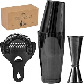 مجموعة بار فوق مجموعة هزازات بوسطن الاحترافية بوزن 18 أونصة من الفولاذ المقاوم للصدأ الموزون وغير الموزون للنادلين، شاكر بار فولاذي 304 ممتاز، أدوات نادل أساسية لخلط المشروبات in Kuwait