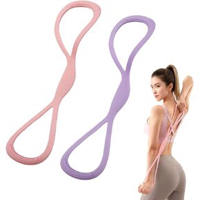 8 Resistance Band for Women, 2 Pcs Exercise Bands Resistance Bands with Handles, Portable 8 Shaped Exercise Band Stretch Bands for Strength Training Yoga Pilates in Kuwait