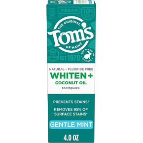 تومز من مين تبييض بالإضافة إلى معجون أسنان خالي من فلوريد زيت جوز الهند ، معجون أسنان تبييض طبيعي مع زيت جوز الهند ومنظفات النبات ، ويتدين دون التسبب في حساسية ، نعناع لطيف ، 4.0 أوقية in Kuwait