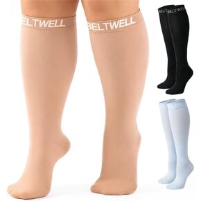 Beltwell® Extra Wide Compression Socks for Women & Men 20–30mmHg Plus Size Support for Swelling, Edema & Varicose Veins in Kuwait