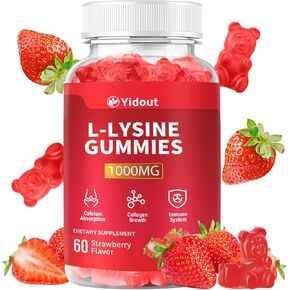 علكة إل ليسين 1000 ملغ لدعم المناعة وصحة الجلد - مكمل ليسين قابل للمضغ للبالغين، خالي من السكر، نكهة الفراولة الطبيعية، خالي من الغلوتين (60 قطعة (عبوة من قطعة واحدة)) in Kuwait