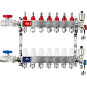 AB 4 حلقات PEX/مشعب مشع، منافذ متوافقة 1/2 بوصة، صمام تدفق يصل إلى 1.3 GPM لتدفئة الأرضية المشعة المائية (تتضمن موصلات 1/2 بوصة) in Kuwait