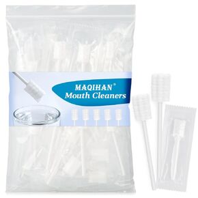 MAQIHAN 50 Gauze Mouth Swabs - Oral Swabs Disposable Toothbrushes Individually Wrapped Swabsticks for Dry Mouth Cotton Gauze on a Stick Dental Oral Care Supplies Mini Thrush Mouth Treatment in Kuwait