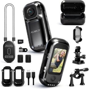 POV Body Camera, 64G Thumb Action Camera with 8h Charging Case, 1.47" Screen Sports Body Cam with GPS AI Support, Lightweight Mini Wearable Bodycam for Cycling Motorcycle Skiing Pet in Saudi Arabia