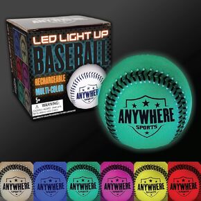 Anywhere Sports Pro Glow Light-Up Baseball – Regulation Size LED Color Changing Baseball with USB Rechargeable Battery – Official Weight Ball for Kids & Adults – Night Play Outdoor Sports Toy Gift in Kuwait