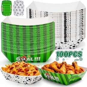 100 قطعة من صواني الطعام لحفلات كرة القدم بوزن 2 رطل، لا تحتاج إلى طيها، جاهزة للاستخدام من قوارب تقديم الورق للوجبات الخفيفة والناتشوز وأطعمة الحفلات، ويوم اللعبة، ومشاهدة كأس العالم، وأعياد الميلاد، والباب الخلفي والمناسبات الرياضية in Kuwait