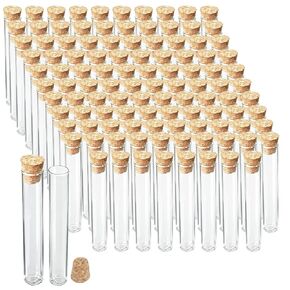 110 Pcs Glass Test Tubes with Cork Stoppers Lab Test Alcohol Tampons Glass Tubes Clear Round Bottom Vials Container for Candy Storage Party Favors Scientific Experiments(15x100mm/13ml) in Kuwait