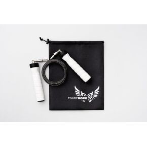 Premium Jump Rope - Fast clip connections, Adjustable PVC covered steel wire cable, Comfortable ergonomic white foam handles, for Fitness, Boxing, Cardio, Cross Training, HIIT and Home Workouts, Skipping Rope for Men & Women. in Saudi Arabia