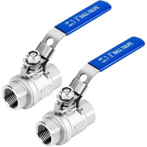 2 حزمة 1/2 بوصة صمامات كروية NPT أنثى من الفولاذ المقاوم للصدأ 304 منفذ كامل 1/2 بوصة صمام كروي مع مقبض قفل، صمام إغلاق عالي التحمل للمنزل والصناعي (1/2 بوصة) in Kuwait