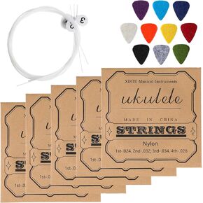 Soprano Ukulele Strings, Ukulele Strings Baritone Ukuleles String, 5 Sets Nylon Ukuleles String Set, Soprano (21 Inch) Concert (23 Inch) Tenor (26 In) with 10 Felt Picks in Kuwait
