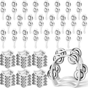 مجموعة الدف المكونة من 48 قطعة تتضمن 24 دفًا صغيرًا محمولاً و24 أداة قرع صنج الأصابع لتدريس الموسيقى في الفصول الدراسية وعبادة الكنيسة وحفلات الزفاف والحفلات والحفلات الموسيقية (أبيض) in Kuwait