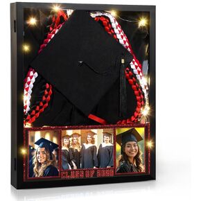 Graduation Shadow Box 17" x 21" Large Graduation Picture Frame Class of 2025 Shadow Box with Window String Light Card Picture Display Case with Layered Design for Keepsake Memory Cap Gown in Kuwait