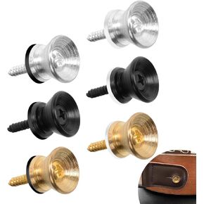 6 Pcs Guitar Strap Button Set, Metal Strap Locks for Acoustic Guitar Electric Parts Bass Ukulele, Black, Silver, Gold End Pins with Screws and Rubber Washers in Saudi Arabia