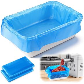 50 عبوة من بطانات اللحوم للاستعمال مرة واحدة، شديدة التحمل مقاس 22 بوصة × 21 بوصة، أكياس سلة طعام من البوليستر سعة 2.5 مل لمعالجة اللحوم وخلطها وتخزينها ونقلها، حقيبة بلاستيكية مسطحة مفتوحة لسهولة التنظيف (أزرق) in Kuwait