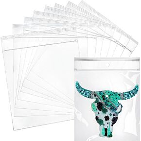 MUBYOK 6" x 6" Ultra Clear Plastic Reclosable Zip Bags for Car Freshie-Polypropylene Bags with Hang Hole for Display-2 mil Thick with Resealable Lock Seal Zipper(Pack of 100) in Kuwait