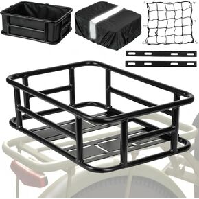 Bike Basket Rear - Large Capacity Heavy Duty Bicycle Basket with Liner,Cargo Net,Waterproof Cover - Ebike Accessories for Adult Bikes,Electric Bike,Carrying Grocery,Ball,Dog in Kuwait