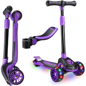 Vital Tyke 3 Wheel Kids Scooter | LED Light-up Wheels, Foldable, Tool-Free Adjustable Handlebar & Removable Seat, for Ages 3-8 in Saudi Arabia