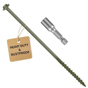 مسامير خشبية طويلة مقاس 5/16 × 12 بوصة، ومسامير تأخر خارجية شديدة التحمل برأس سداسي، ومسامير خشبية هيكلية للسطح والسياج والمناظر الطبيعية وشرفة المراقبة، مطلية باللون الأخضر مقاومة للصدأ، حزمة عينة 6 قطع in Kuwait