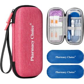 حقيبة سفر مبرد لأقلام الأنسولين مع 2 × 90 جم من عبوات الثلج المعتمدة من إدارة أمن المواصلات الأمريكية، حقيبة تبريد معزولة لأدوية مرضى السكري لتخزين أقلام الأنسولين ومستلزمات مرضى السكري، مدمجة للحياة اليومية والرحلات، وردي in Kuwait