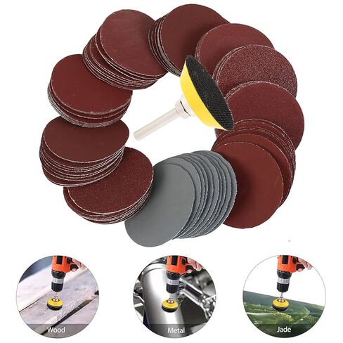100pcs 2 Inch Sanding Discs Pad 80-3000 Grit Sandpapers with 1/4 Inch Drill Attachment Hook and Loop Backing Pad for Angle Grinder Rotary Tools in Saudi Arabia