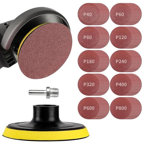 4 Inch Angle Grinder Sanding Discs Kit 100 Pcs Adhesive Sand Paper Discs 40-800 Grit Sandpaper with Cushion Pads and Hook & Loop Backing Pad Polishing Attachments for Wood, Metal, Plastic in Saudi Arabia