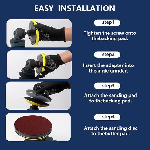 4 Inch Angle Grinder Sanding Discs Kit 100 Pcs Adhesive Sand Paper Discs 40-800 Grit Sandpaper with Cushion Pads and Hook & Loop Backing Pad Polishing Attachments for Wood, Metal, Plastic in Saudi Arabia