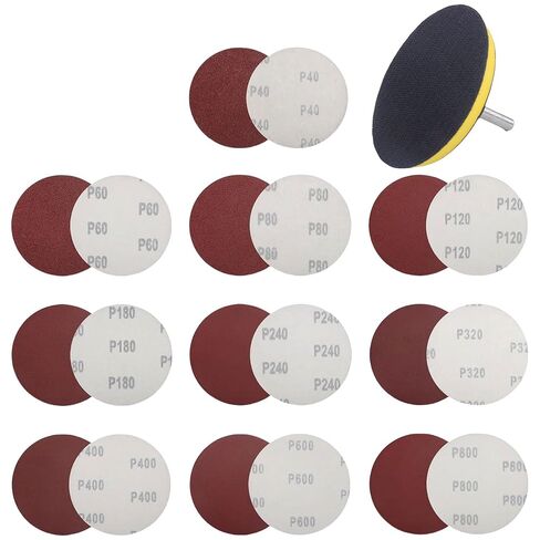 4 Inch Angle Grinder Sanding Discs Kit 100 Pcs Adhesive Sand Paper Discs 40-800 Grit Sandpaper with Cushion Pads and Hook & Loop Backing Pad Polishing Attachments for Wood, Metal, Plastic in Saudi Arabia
