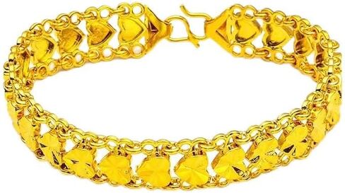Gold bracelet, women's heart-shaped bracelet Cuban chain, fashionable jewelry women's wife gift mesh chain daughter surprise gift 18K gold in Kuwait
