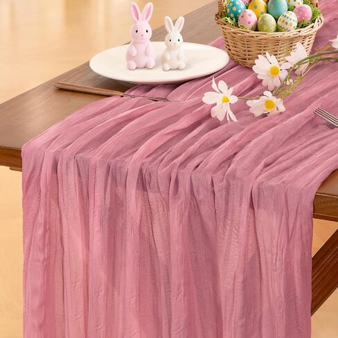 Socomi Pink Cheesecloth Table Runner Summer Boho Rustic Gauze Dusty Pink Farmhouse 120 inch 10FT Cheese Cloth Runner for Wedding Party Baby Shower Birthday Home Decor Holiday Decorations in Kuwait