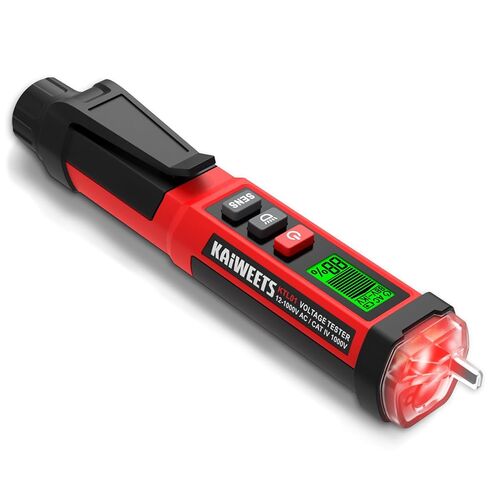 KAIWEETS Non-Contact Voltage Tester Pen, Dual Range AC 12V/70V-1000V Electrical Tester with LCD Display, CAT IV 1000V, Signal Percentage, Buzzer Alarm, Live Wire Detector and Breakpoint Finder in Kuwait