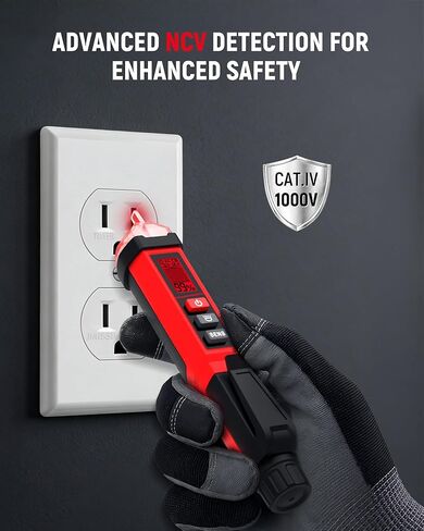 KAIWEETS Non-Contact Voltage Tester Pen, Dual Range AC 12V/70V-1000V Electrical Tester with LCD Display, CAT IV 1000V, Signal Percentage, Buzzer Alarm, Live Wire Detector and Breakpoint Finder in Kuwait