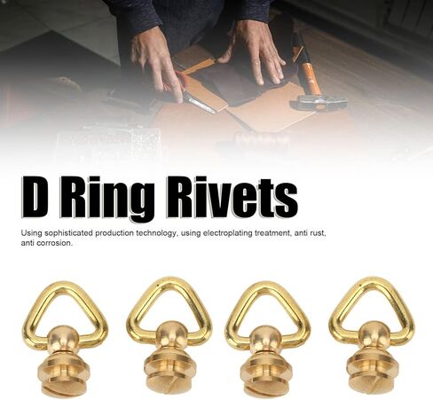 12 مجموعة من المسامير الدائرية على شكل حرف D من النحاس والصدأ ومسامير المسامير لحقائب DIY وأحزمة وحافظات الهواتف المحمولة - لمسة نهائية متينة مطلية بالكهرباء، سهلة التركيب للمشروعات اليدوية in Saudi Arabia
