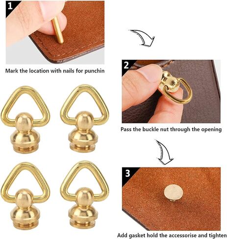 12 مجموعة من المسامير الدائرية على شكل حرف D من النحاس والصدأ ومسامير المسامير لحقائب DIY وأحزمة وحافظات الهواتف المحمولة - لمسة نهائية متينة مطلية بالكهرباء، سهلة التركيب للمشروعات اليدوية in Saudi Arabia