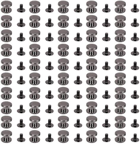 50 Set 10mm Screw Back Rivet Zinc Alloy Decorative Metal Stud Set for Bags Shoes Belts Jackets (Silver Black) in Kuwait