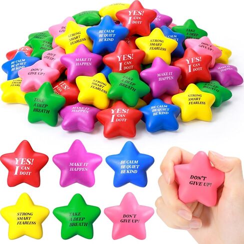 30 Pieces Motivational Star Stress Ball Quote Relief Ball, 2.2 Inch Pu Foam Stress Balls Bulk Sensory Star Ball Gifts for Kids Teens Adults Relieve Anxiety Party Supplies in Kuwait