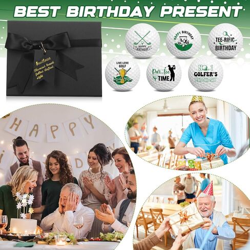 6 عبوات من كرات الجولف لأعياد الميلاد مع 6 تي شيرتات وصندوق هدايا، هدايا عيد ميلاد مضحكة للجولف للأب وزملاء العمل ولاعبي الجولف والزوج in Saudi Arabia