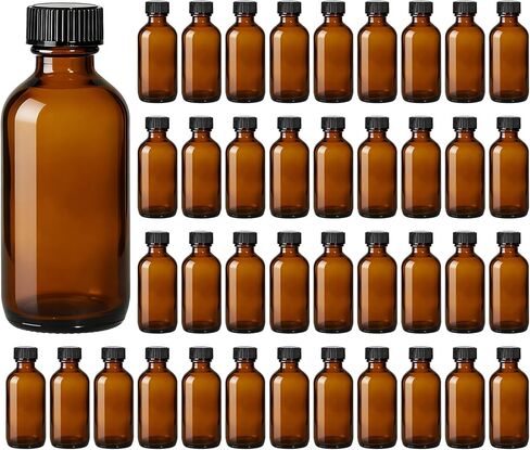 24 حزمة 8 أوقية من الزجاج العنبر بوسطن جولة بوسطن مع أغطية polycone الفينولية-محكمة الإغلاق ، حاويات زجاجية بنية مقاومة للتسرب لخمر Kombucha ، وتخزين التوابل ، والزيوت الأساسية ، والحلول محلية الصنع in Kuwait