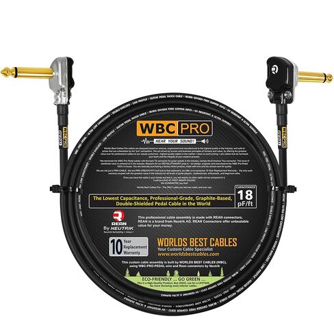 30 Inch - WBC-PRO-Pedal – 22 AWG - Low-Cap (18pF/ft) – Pro-Grade – Graphite-Based - Dual-Shielded Pedal, Effects, Patch, Instrument Cable with Neutrik-Rean Gold Plated Pancake TS Connectors in Saudi Arabia