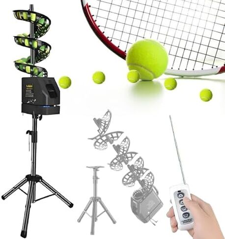 Cordless Control Tennis Ball Machine,Tennis Ball Tosser w/Triangular Base, 33 Ball, 60-103cm Height Adjustable for Self-Play Ball Launcher Beginners in Kuwait