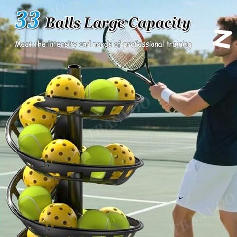Cordless Control Tennis Ball Machine,Tennis Ball Tosser w/Triangular Base, 33 Ball, 60-103cm Height Adjustable for Self-Play Ball Launcher Beginners in Kuwait