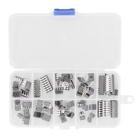 Keenso 85 Pcs IC Assortment Kit, 10 Specifications Integrated Circuit IC Chips, Perfectly Aligned Pins for Precise Timer and Dual Op Amp, Plastic Black Material for DIY Home Circuit Work in Saudi Arabia